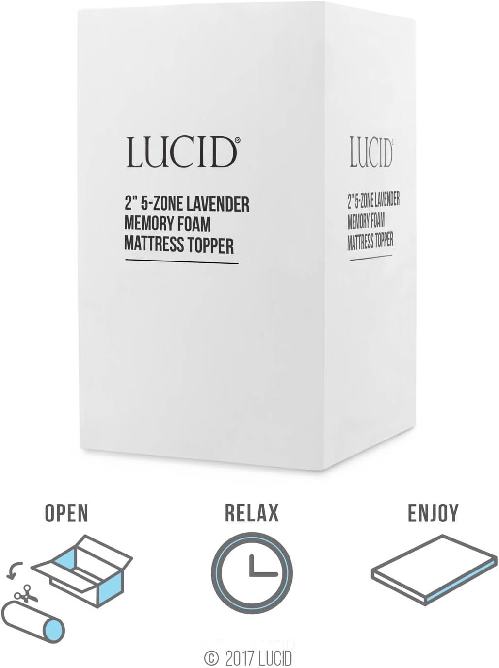 LUCID 2 Inch Lavender Memory Foam Twin XL Mattress Topper, 5 Zone