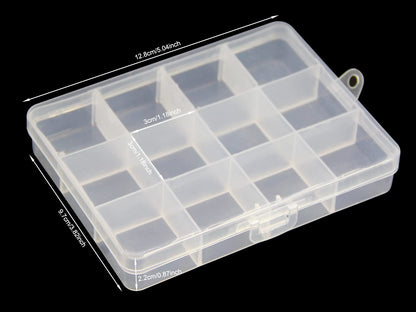 JESEP YONG Small Plastic Organizer Box 10 packs12 Grids Clear Storage Container Jewelry Case with Fixed Dividers for Beads Art DIY Crafts Jewelry Fishing Tackles 5.04 * 3.82 * 0.87 inches