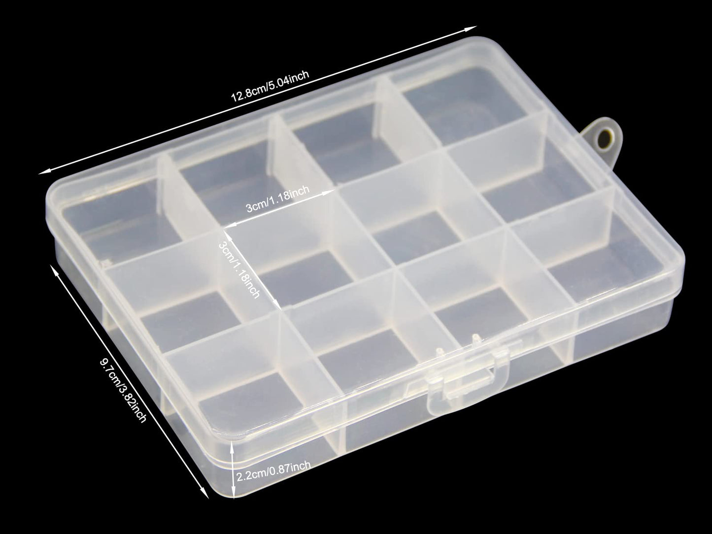 JESEP YONG Small Plastic Organizer Box 10 packs12 Grids Clear Storage Container Jewelry Case with Fixed Dividers for Beads Art DIY Crafts Jewelry Fishing Tackles 5.04 * 3.82 * 0.87 inches