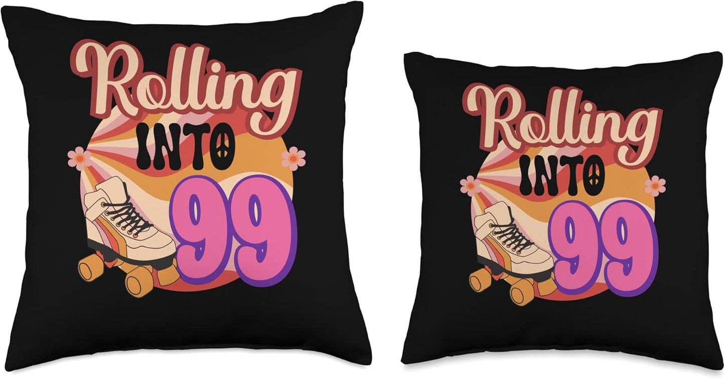 In-line Skates Towards 1927 Rolling Into 99 Throw Pillow, Multicolor, 16x16
