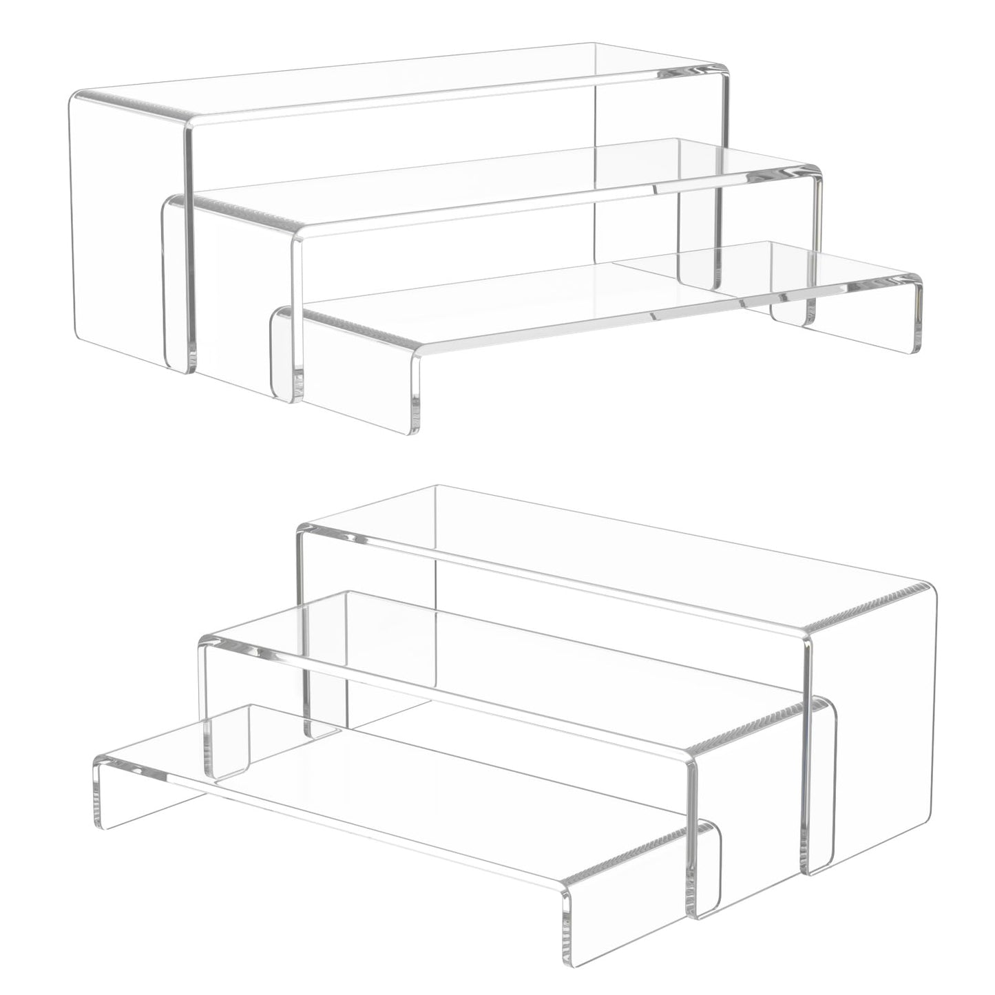 NIUBEE Acrylic Display Riser, 6 Pcs 12" Large Acrylic Risers, 2 Set Clear Rectangular Stands for Candy Dessert Cupcakes, Collectibles Display Stands Shelf for Display for Funko POP Figures