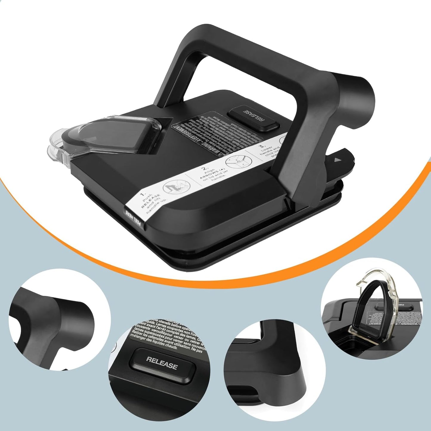 Lid Replacement for Ninja Blender 72 OZ Pitcher, Top Locking Lid Cover for Ninja Blender Models BL660 BL770 BL740