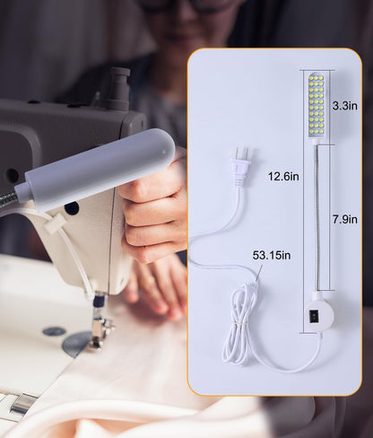 Weftnom 30 LED Sewing Machine Light, Portable Flexible Gooseneck Work Light with Magnetic Mount for Janome, Singer, Brother, Drill Presses, Desks, Crafts, Workbenches, and Lathes