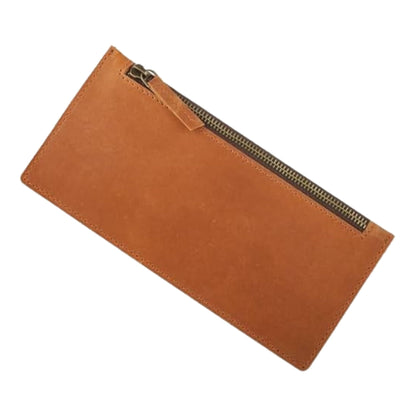 CestAntiQ Tan Leather Multipurpose Zippered Handbag, Currency Pouch, Pen Pencil Holder, Phone Wallet, Card Makeup Bills Organizer & Everyday Accessories, Compact Functional Wallet