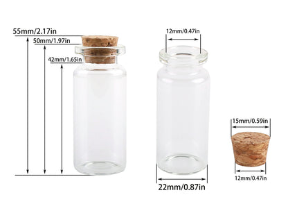 MaxMau 10ml Small Glass Bottles with Cork Stoppers,pack of 100 Vials Tiny Jars for DIY Art Crafts Projects Store Wishing Bottles Message Wedding Favors Gift