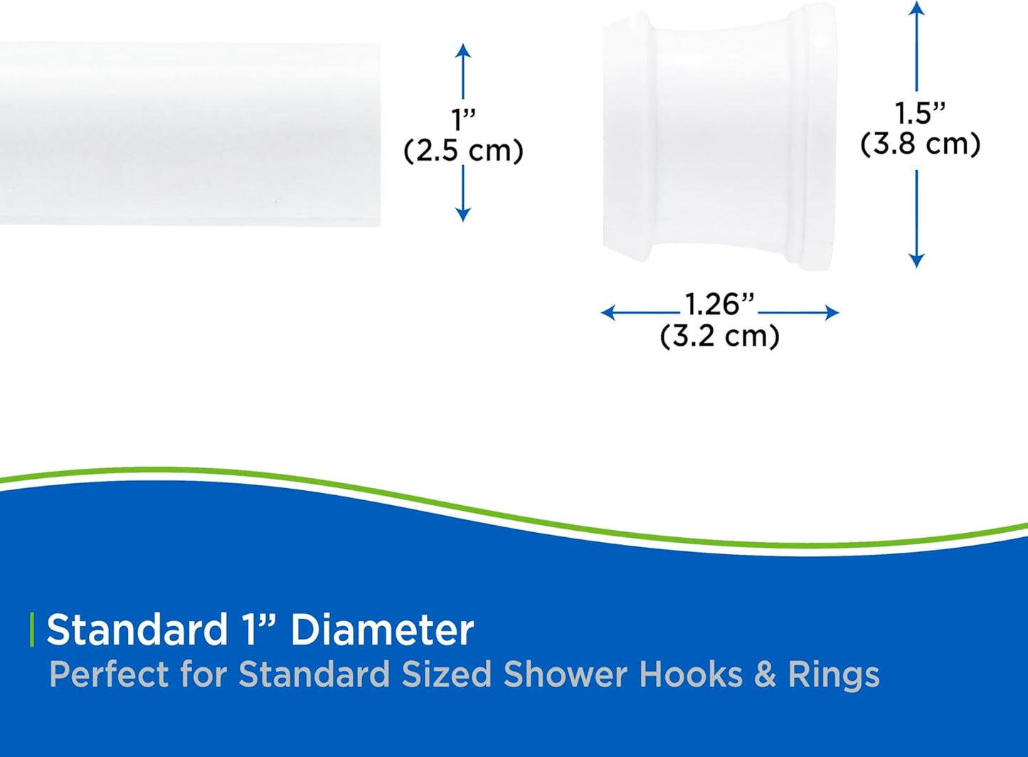 Kenney KN609C/10 Twist & Fit No Tools Camlock Tension Shower Curtain Rod, 42-72" Adjustable Length, White