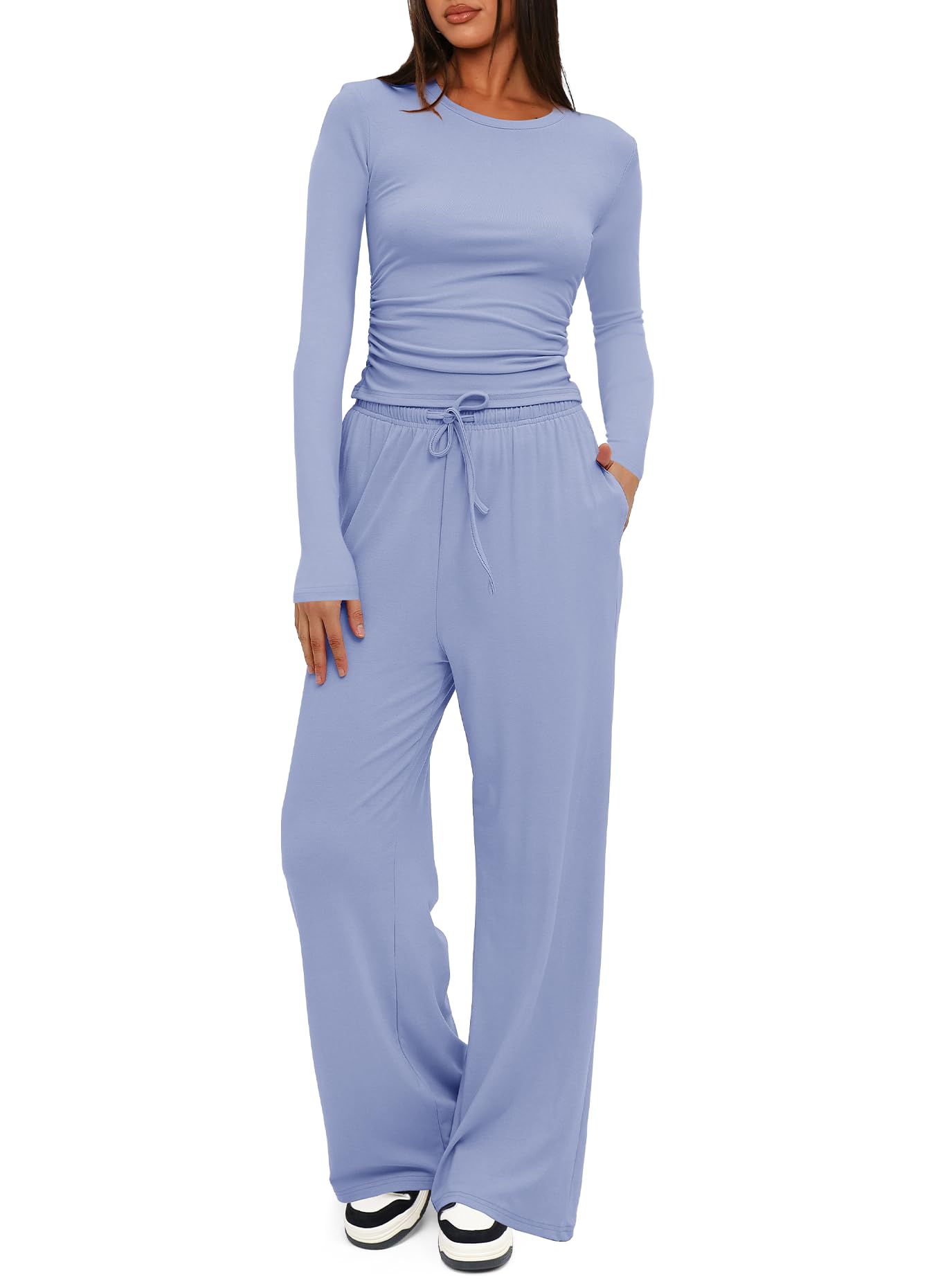 Darong Women's 2 Piece Sets 2025 Fall Outfits Long Sleeve Wide Leg Tracksuits Casual Lounge Set Matching Sets