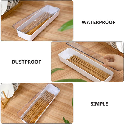 Cabilock Flatware Tray with Lid, Kitchen Drawer Organizer with Lid and Drainer, Plastic Cutlery Tray and Storage