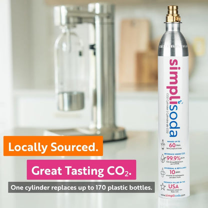 60L CO2 CO2 14.5 oz, Set 2 Simpli Soda Canister Cylinders - Compatible w/Sodastream Quick Connect Only [Including ART