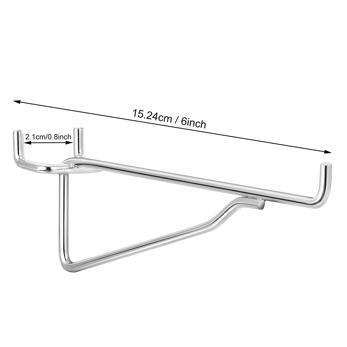 Hotop Pegboard Shelf Hooks Metal Pegboard Shelf Brackets Kit 1/8, 3/16 Peg Board Organizer Accessories Shelves and Baskets Brackets Storage Rack for Art Craft Room, Kitchen, Office(8 Pieces,6 Inch)