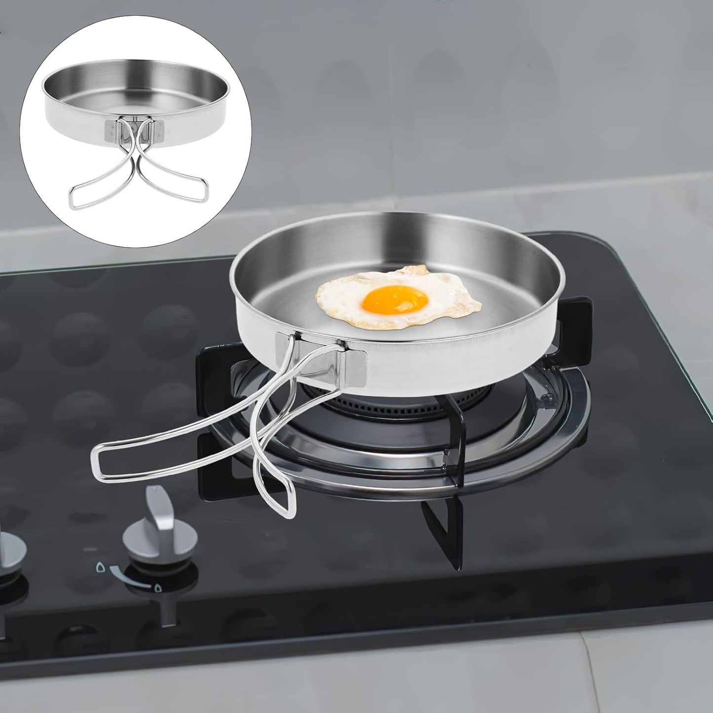INOOMP Outdoor Non-stick Camping Skillet, Backpacking Grilling Pan for Outdoor Cooking