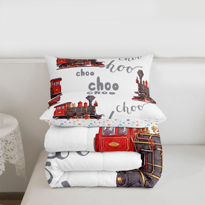 Set Set Set Set 1 Feelyou Cartoon Car Bedding Kids Train Comforter Boys Girls Choo-Choo Rail Roads Tracks Decor