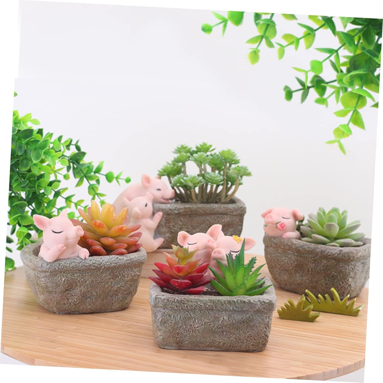 Yardwe Ceramic Planter, Unique Cactus Pot, Decorative Airplant Pot, Mini Container for Bonsai or Desk Topper