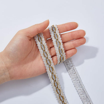Hobbspring 15.8 Yards Gimp Braid Trim5/8 inch Wide Wave Pattern Polyester Ribbon Polyester Woven Fabric Decorative Trim for Curtain Costume Sewing Jewelry Crafts Embellishment (Silver)