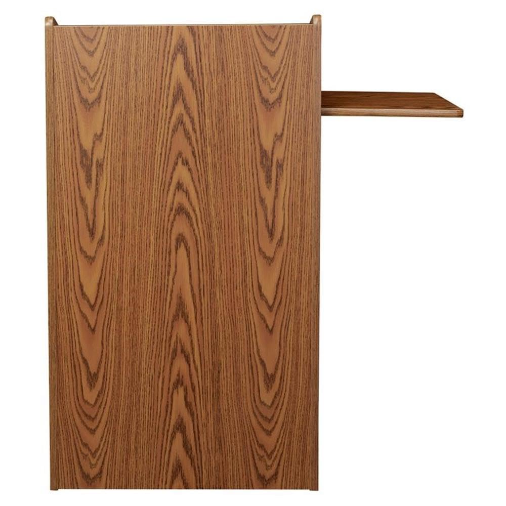Pemberly Row Aristocrat Modern Wood Lectern, Non-Sound Podium with Slide-Out A/V Shelf & Storage, Medium Oak