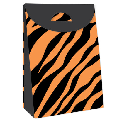 Big Dot of Happiness Tiger Print - Jungle Gift Favor Bags - Party Goodie Boxes - Set of 12