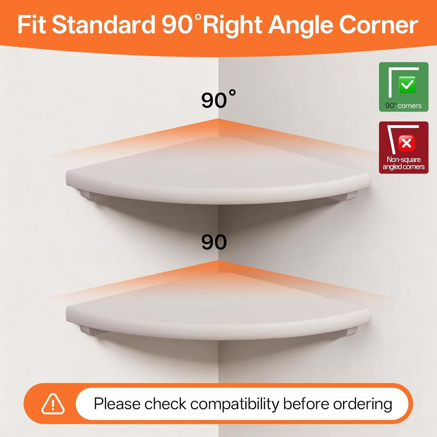 7inch Gieanoo White Corner Wall Shelf Solid Oak Wood Floating Corner Shelf with Wire Hole Corner Wall Storage Display
