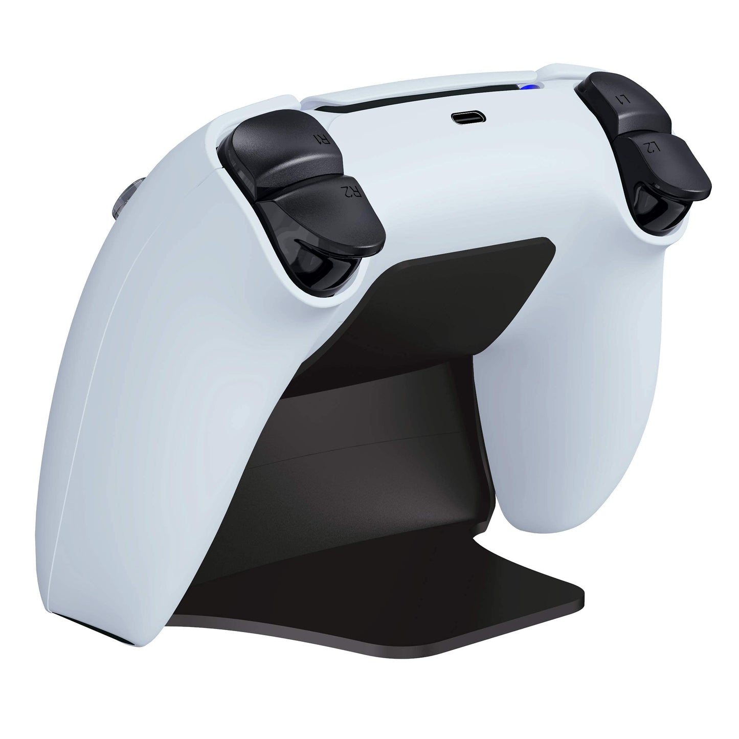 PlayVital Solid Black Controller Display Stand for ps5, Gamepad Accessories Desk Holder for ps5 Controller with Rubber Pads