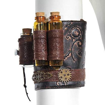 SUMGOGO Arm Bracer Cuff Armband Wrist Guard Armor Medieval Witch Wizard Magic Cork Potion Bottle Lolita Cosplay LARP Costume Accessory Decor (Coffee)