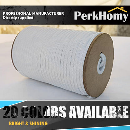 PerkHomy 200 Feet Cotton Rope 3/16" (5mm) Multi Purpose Utility Diamond Braided Cord, Natural Cotton for Clothes Line Camping Crafting Flag Pole, Natural White