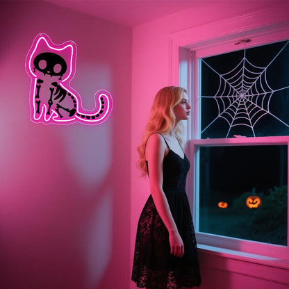 Cat Neon Sign,Pink Dimmable LED Light Signs for Wall Art Decor,Halloween Backdrop for Bedroom Club Party,Animal Gift for Boys Girls Teen USB Powered（11.8"*11.6"）