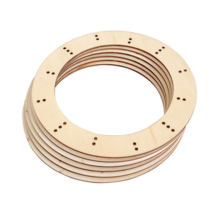 11 Inch 6 Pack Unfinished Wooden Wreath Rings Crafts Hanging Floral Hoop Garland Wood Wreath Frames for Home Decor (0.15 inch Thick,with 28 Holes)