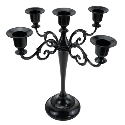 Viscacha Metal Candle Holders 5 Wicks Black Candle Holders for Candlesticks Taper Candles（10.6 inch Tall Candelabra, for 1/2-1 inch Pillar Candles Diameter Each）,Candle Stand Decoration