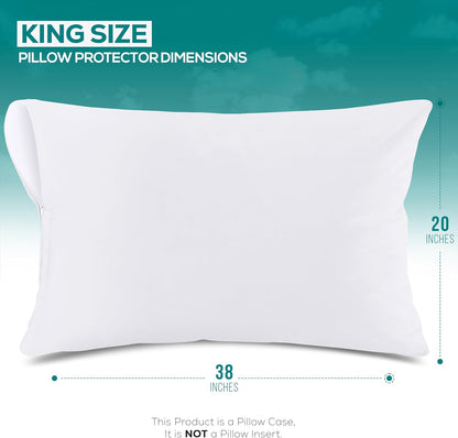 Utopia Bedding King Size Pillow Protectors - Set of 6 Zippered, Waterproof & Dust Mite Proof Covers (White)
