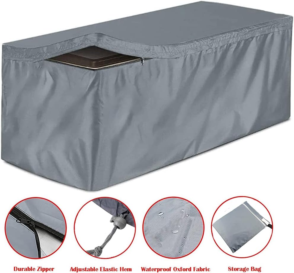Skyour 420D 48x24x22in) Patio Deck Box Cover Heavy Duty Oxford Waterproof Bench Outdoor Storage Deck Boxes Covers