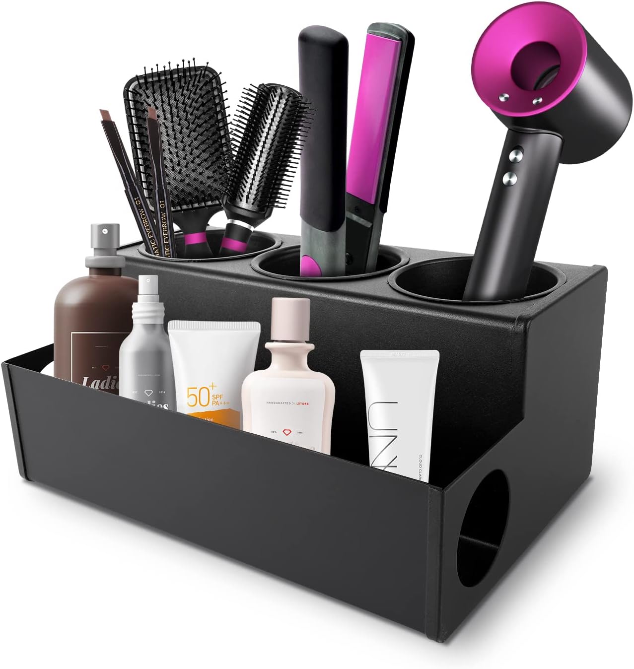 Hair Dryer Holder, Wall Mounted Hair Accessories Organizer for Bathroom Counter, Stainless Steel Storage