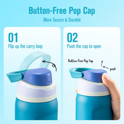 Coolflask MegaSip Insulated Water Bottle 40 oz with Straw, Stainless Steel Water Bottles Leak-Proof, 24+ Hours Cold, BPA-Free Dishwasher Safe, Water Flask for Sports Gym Work Office, Scuba Blue
