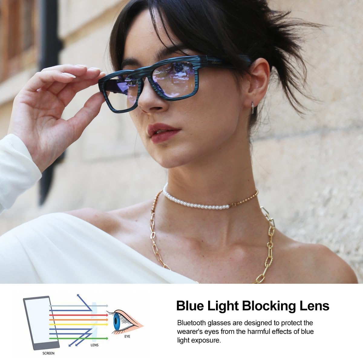 OhO Smart Glasses,Polarized Sunglasses with Bluetooth Speaker,Athletic/Outdoor UV Protection and Voice Control,Unisex(Mirror Blue Lens)
