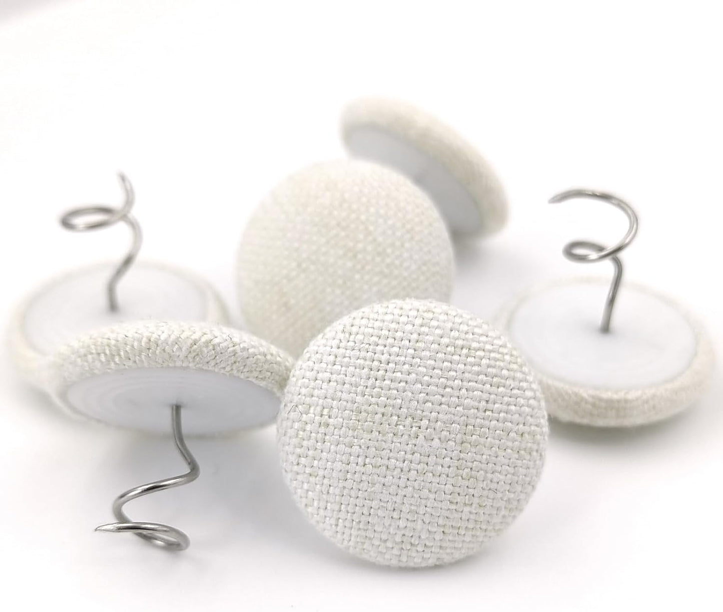 12 Colors Fabric Covered Button Twist Pins for Sofa, Upholstery, Armchair Caddies, Bed Skirts, Slipcovers (Rice White,