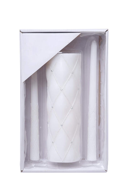 Hosley Gold Metal Unity Candle Holder Bundle with 11.5" High White Wedding Unity Candle Set, Great for Weddings Party Special Events and Emergency Lighting