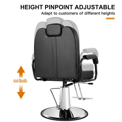 Artist hand Barbers Chairs, Heavy Duty Hydraulic Reclining Salon Chair Spa Furniture Reclining Extra Wider Seat Beauty Hair Salon Equipment(Black)