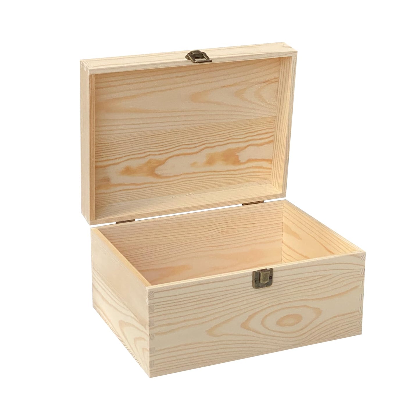 Cregugua 1 Pack Unfinished Wood box with Lid Crafts Wooden Storage Box for DIY Arts Project (Outer 10.6 x 7.9 x 5.7 IN,Interior 10 x 7.3 x 5.3 IN)