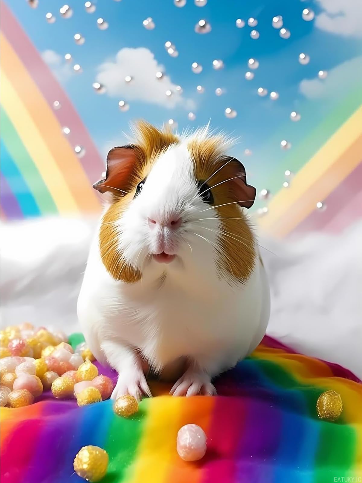 EATUKYIC Diamond Painting Kits for Adults Cartoon Animal Diamond Art DIY Rainbow Guinea Pig Full Drill Crystal Rhinestone Arts and Crafts, Gem Art Painting with Diamond Home Wall Decor 12x16 inch
