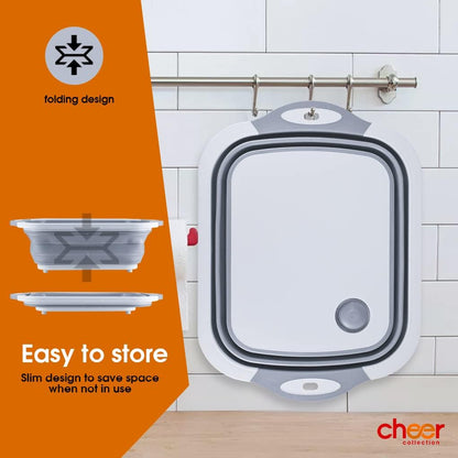 Cheer Collection Collapsible Cutting Board - Silicone Foldable Non-Slip Chopping Board with Drainage Hole
