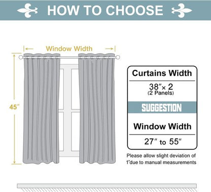 ChrisDowa Blackout Curtains - Room Darkening Thermal Insulated Panels Set (Pink, 38W x 45L)