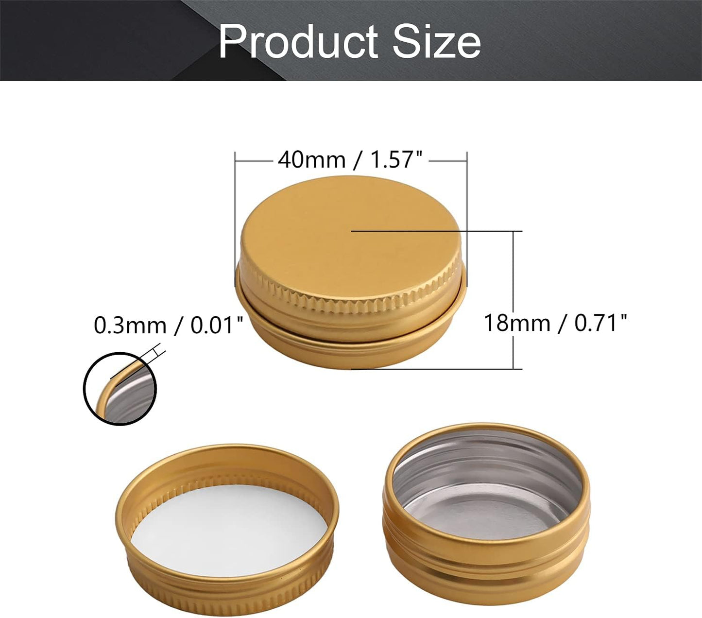 Othmro 24pcs Metal Round Tins - 0.5oz/15ml Aluminum Containers with Screw Lid for Salve, Spices, Lip Balm, Gold