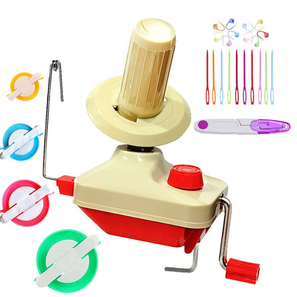 𝐘𝐚𝐫𝐧 𝐖𝐢𝐧𝐝𝐞𝐫 - Yarn Ball Winder Easy to Set Up and Use - Hand Operated Yarn Winder 3.5 Ounce Capacity +1 Set 4 Size pompom maker +20 PCS Needle Button Set + 1 PCS Scissors