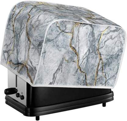 Golden Grey Marble Slice Toaster Cover, Washable Polyester Toaster Cover, Modern Arts Quilted Bread Maker Cover