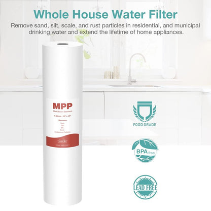SimPure Sediment Water Filters, 5 Micron 20" x 4.5" Whole House Water Filter Replacement Compatible for SimPure DB20 Blue Housing, WGB22B, WGB32B, AP802, BB20B, BB20T, 2 Pack