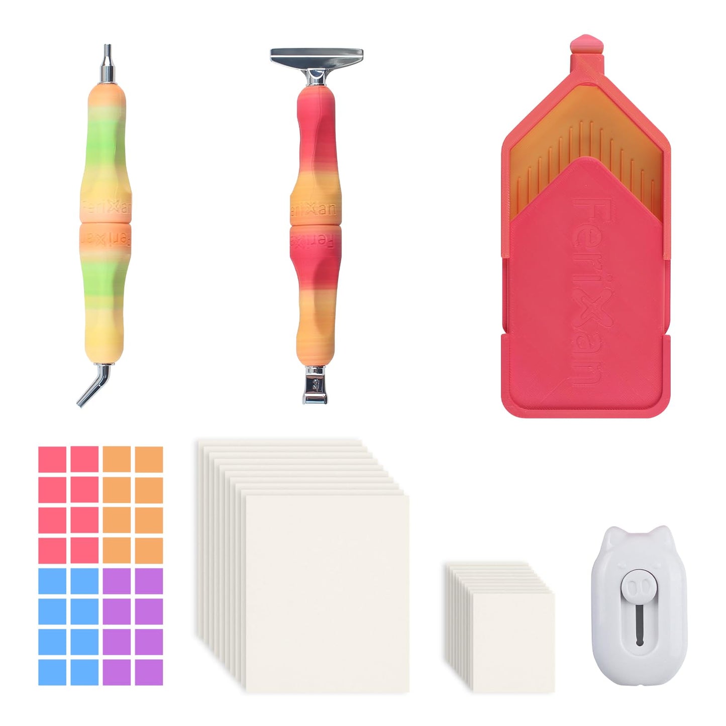 Ferixan Painting Tool Accessories for Diamond Art: Kit with Pen Tray Wax and Release Paper for Artwork Beginner 5D Craft DIY Nail