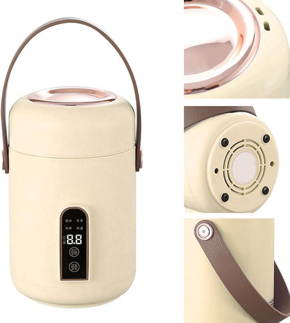 Portable Electric Stewpot, Mini Rice Cooker for Soup and Porridge, Efficient Heating for Home Kitchen Office (Beige)