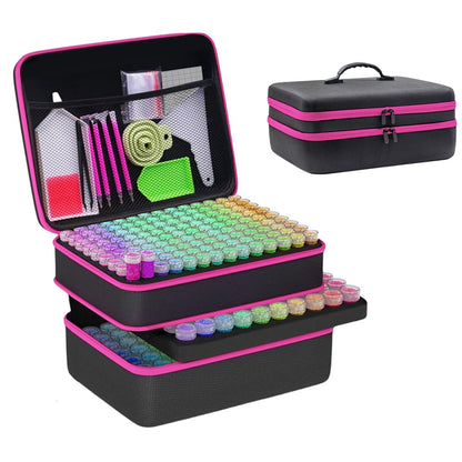 GZWENHAN 246 Slots Diamond Painting Storage Container, Diamond Painting Accessory kit, Diamond Art Accessories and Jewelry Craftsmanship Beads Storage Box, (Rose red)