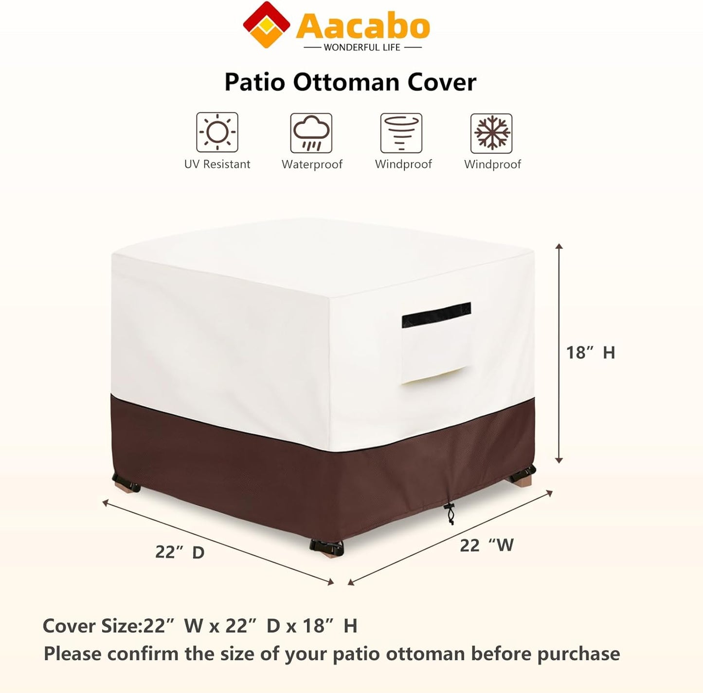 Cover,22W 22D 18H inch,Waterproof 3-Piece Set Patio Ottoman x x Square Patio Small Side Table Cover,Suitable