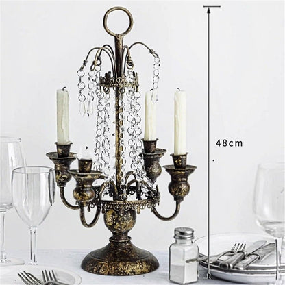 cfycfy987 Candelabra Retro Country Four-Head Candlestick Home Romantic Iron Candle Holder Decoration Candle Sticks Holder