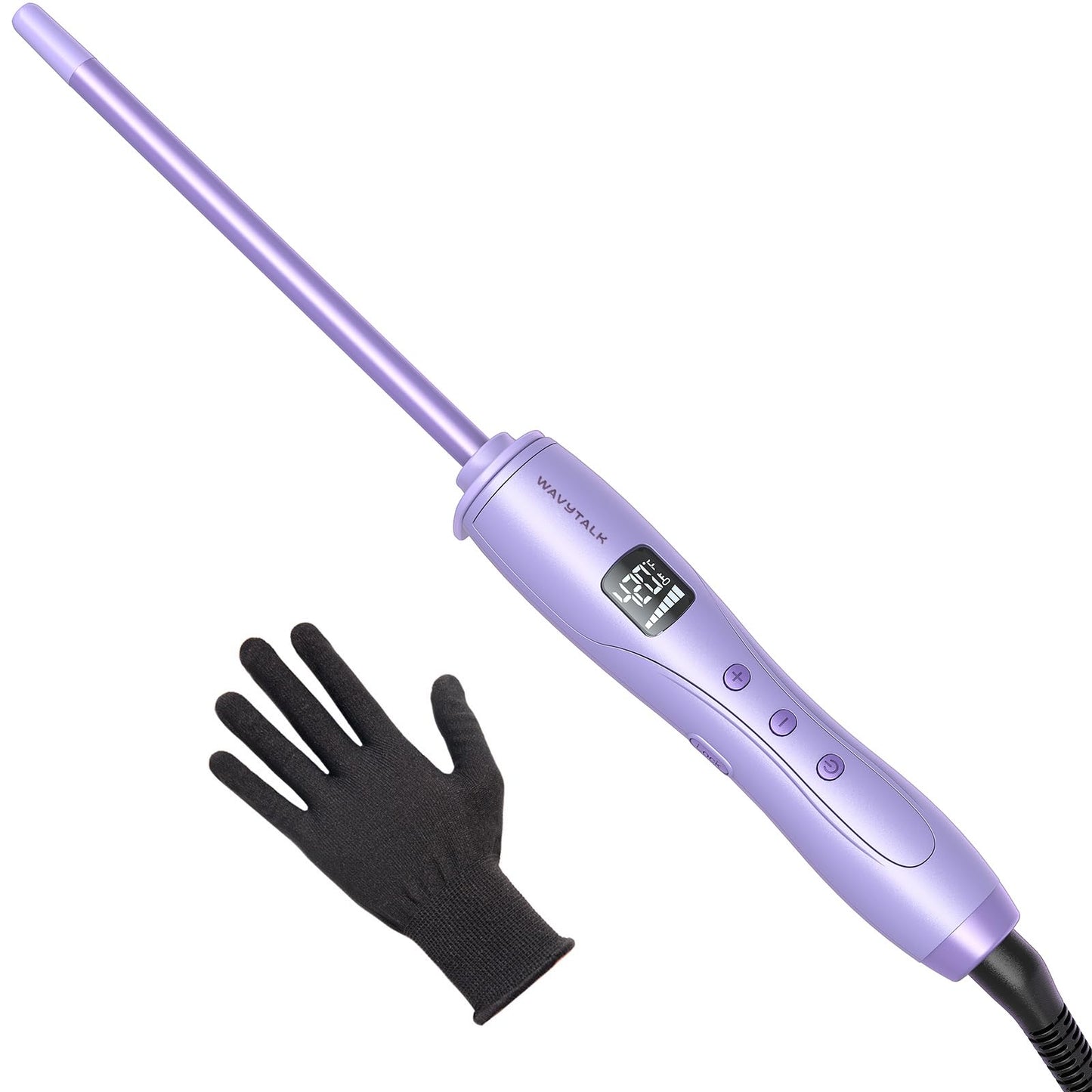 Wavytalk 3/8 Inch Small Curling Iron Wand for Short & Long Hair, Ceramic Barrel with Adjustable Temperature, Heat Resistant Glove Included (Rose Pink)