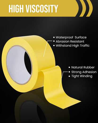 Lichamp 18 Rolls Vinyl Tape, Premium Safety Marking and Traffic Floor Marking Tape, Bundling, Social Distancing, 2 Inch x 36 Yards per Roll, 648 Total Yards, Yellow
